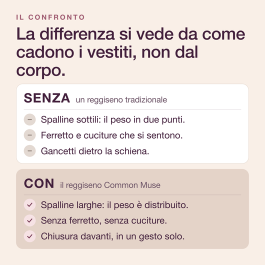 Reggiseno posturale Common Muse, senza ferretto e con chiusura davanti