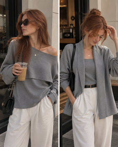Duowear Knit Shawl Sweater | Wear it Open or Layered
