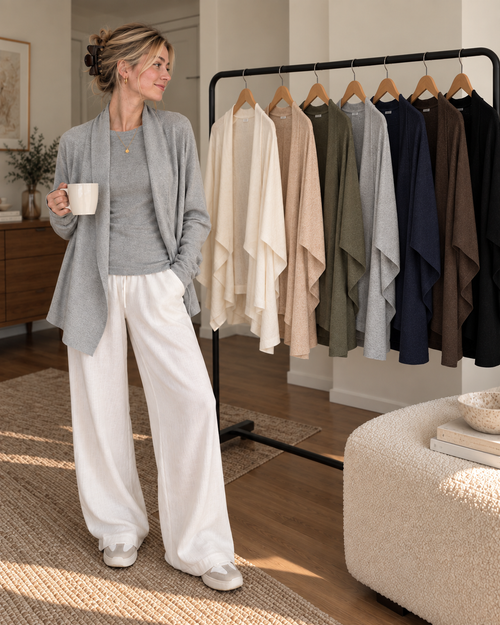 Duowear Knit Shawl Sweater | Wear it Open or Layered