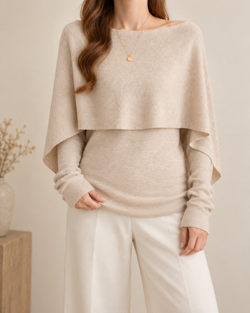Duowear Knit Shawl Sweater | Wear it Open or Layered
