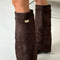 Estelle Fold-Over Knee-High Boots in Chocolate Suede